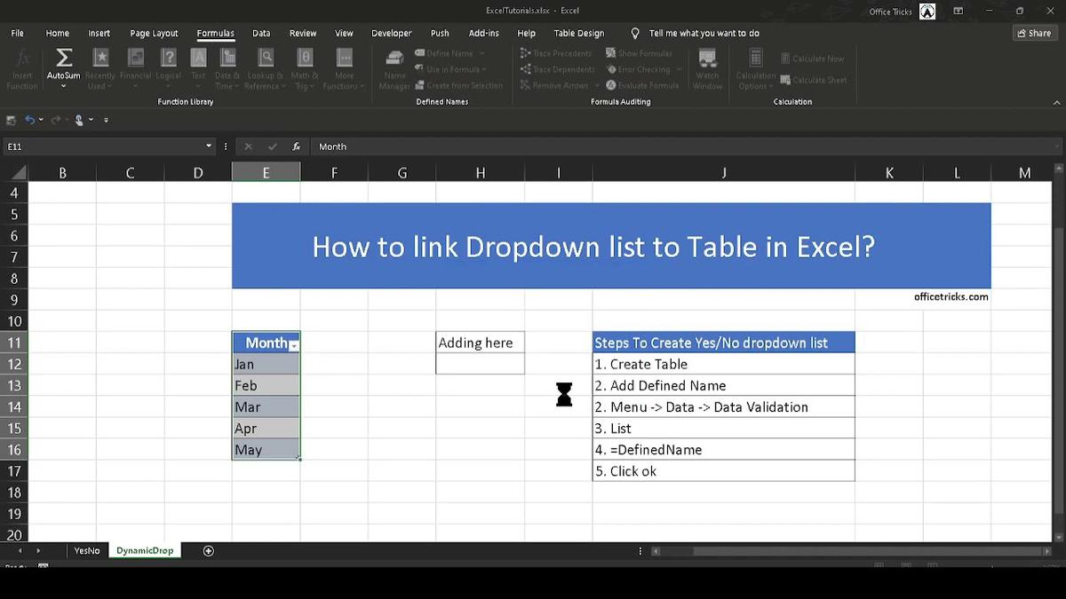 'Video thumbnail for How to Link a table or dynamic named range to a Dropdown list in Excel'