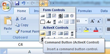 Insert Command Controls to Excel Worksheet - ActiveX & Form Controls