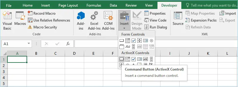 Developer Tab - Add Command Button or Calendar to Excel - Activex Form Controls