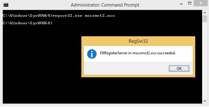 Как mscomct2 ocx установить в windows 10