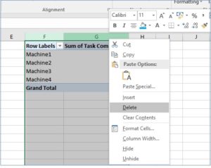 Delete Pivot Table in Excel