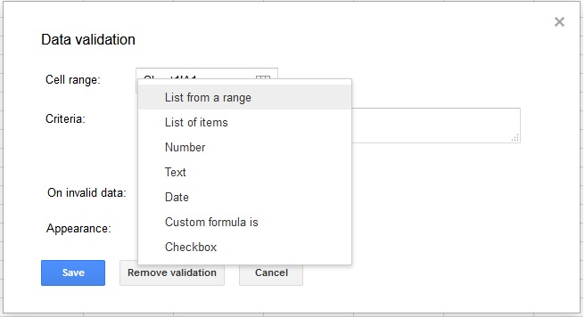 how to create a drop down list in google sheets