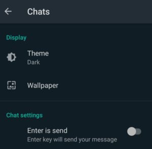 WhatsApp Settings Chats Dark Theme